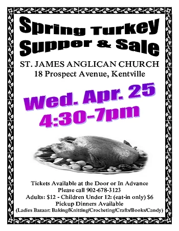 Poster for Spring Turkey Supper & Sale