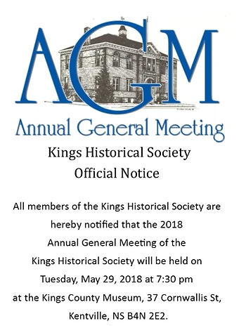 Poster for Kings Historical Society AGM
