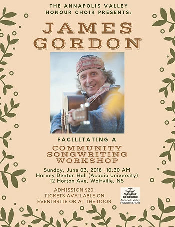 Poster for Songwriting Workshop with James Gordon
