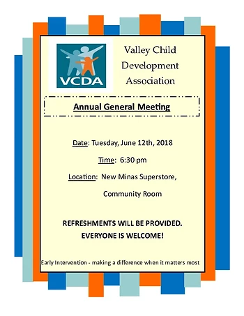Poster for Valley Child Development Association AGM 2018
