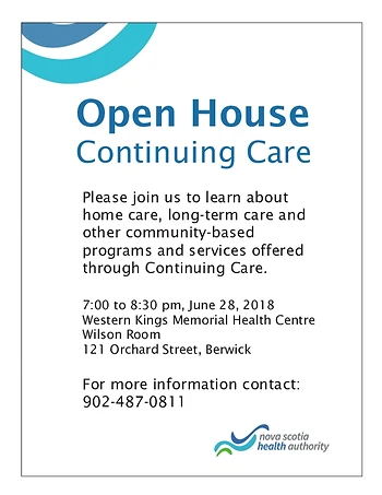 Poster for Continuing Care Open House