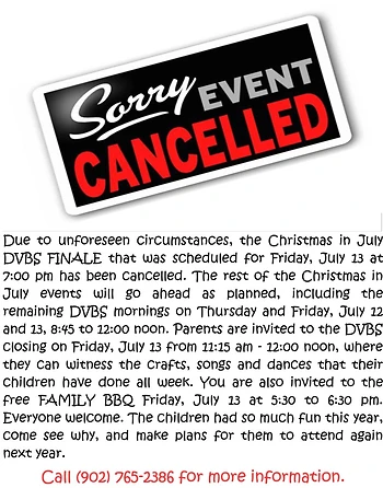 Poster for Christmas in July DVBS Finale - CANCELLED