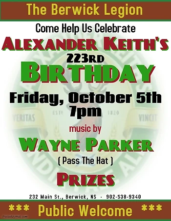 Poster for Alexander Keith's Birthday Party