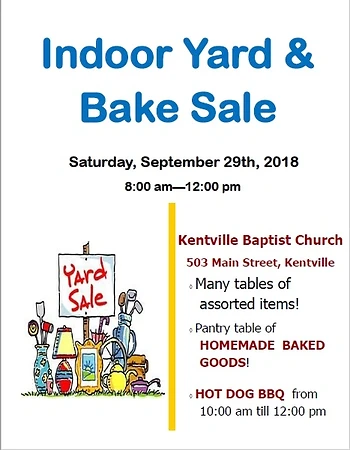 Poster for Indoor Yard Sale, Bake Sale and BBQ
