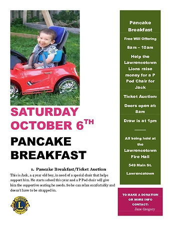Poster for Pancake Breakfast/Ticket Auction