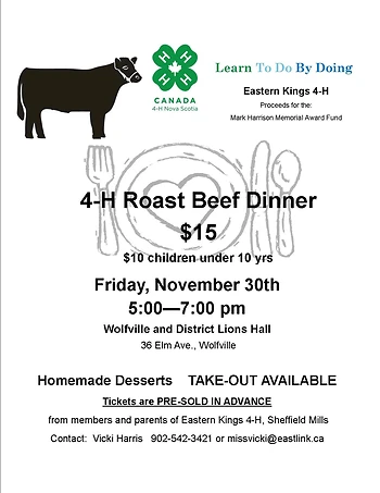 Poster for 4-H Roast Beef Dinner