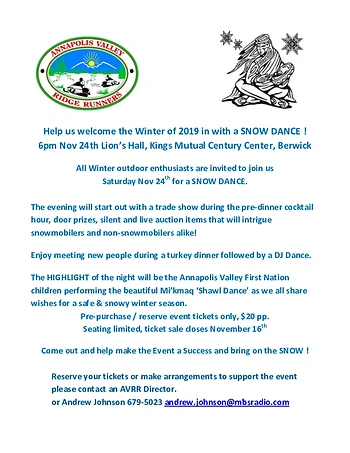 Poster for Annapolis Valley Ridge Runners Snow Dance 