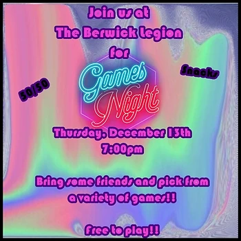 Poster for Games night!!