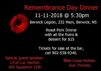 Poster for Remembrance Day Dinner 