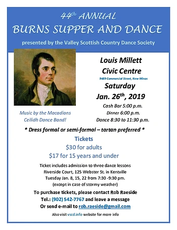 Poster for Burns Supper & Dance