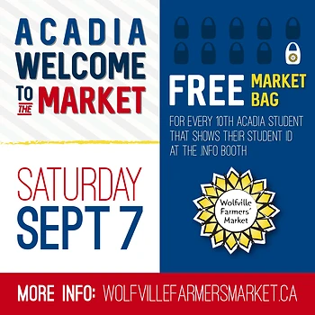 Poster for Acadia Students Welcome Market 