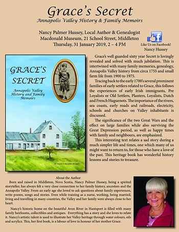 Poster for Grace's Secret, a Book Launch