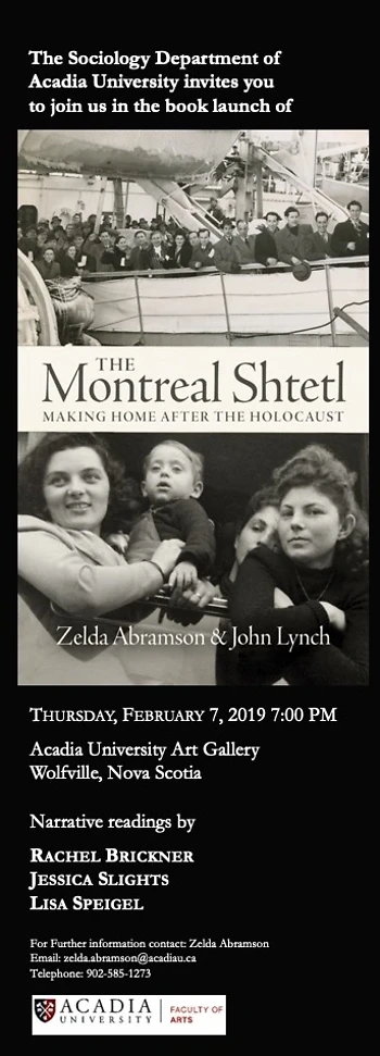 Poster for Book Launch - The Montreal Shtetl