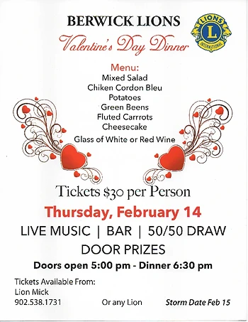 Poster for Valentine's Day Dinner