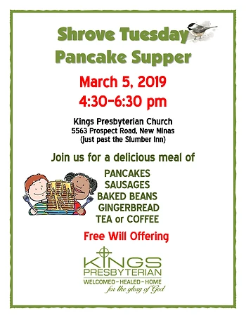 Poster for Shrove Tuesday Pancake Supper