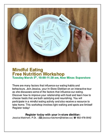 Poster for Mindful Eating Workshop