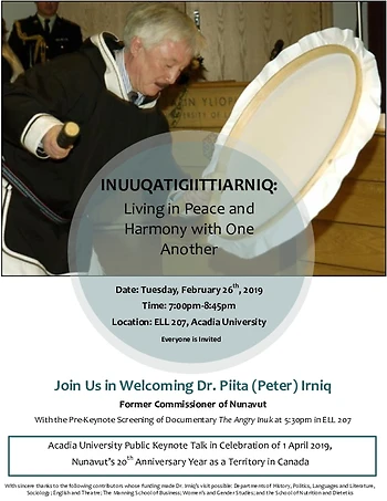Poster for INUUQATIGIITTIARNIQ Living in Peace & Harmony with One Another