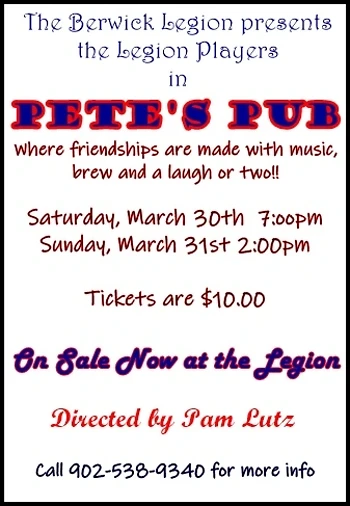 Poster for The Legion Players in 'Pete's Pub'