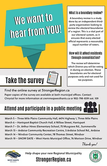 Poster for Boundary Review Public Meeting