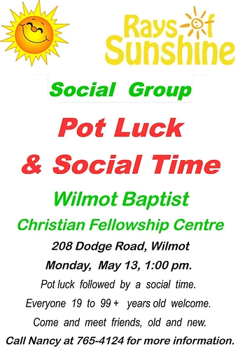 Poster for Pot Luck & Social Time