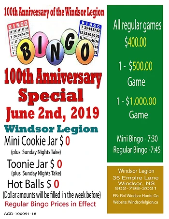 Poster for 100th Anniversary Bingo
