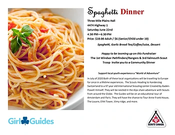 Poster for Scout/Guide Spaghetti Dinner