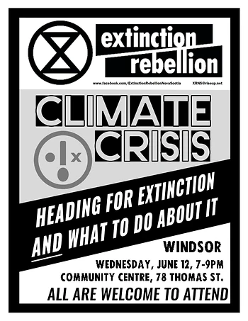 Poster for Climate Talk - Heading for Extinction and What to Do About It