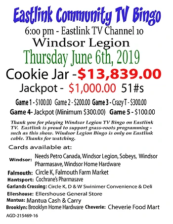 Poster for Eastlink Community TV Bingo
