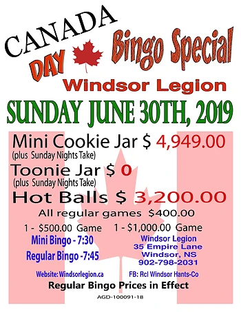 Poster for Canada Day Bingo Special