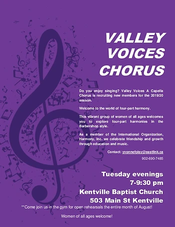 Poster for Valley Voices Open Rehearsals