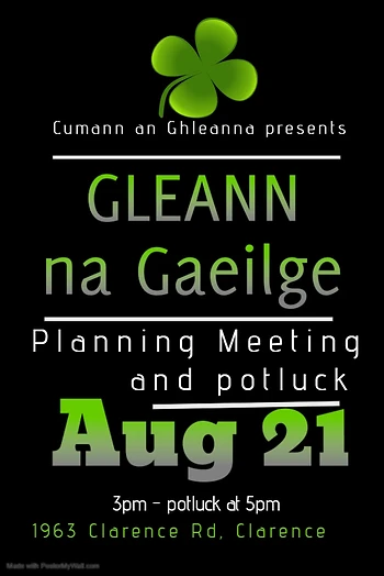 Poster for Gleann na Gaeilge Planning Meeting
