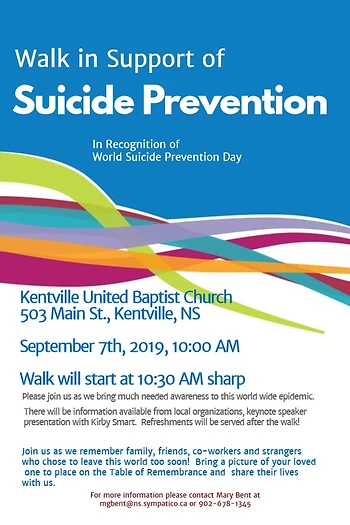 Poster for Walk for Suicide Prevention