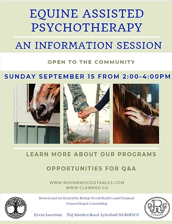 Poster for Information Session in Equine Assisted Psychotherapy