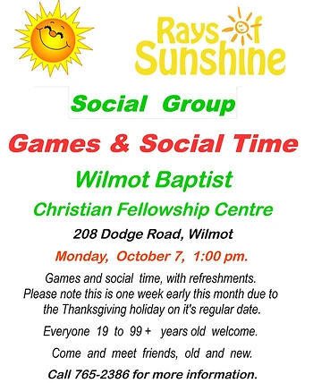 Poster for Rays of Sunshine Social Group