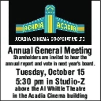 Poster for Acadia Cinema Cooperative AGM