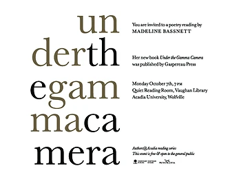 Poster for Madeline Bassnett Poetry Reading
