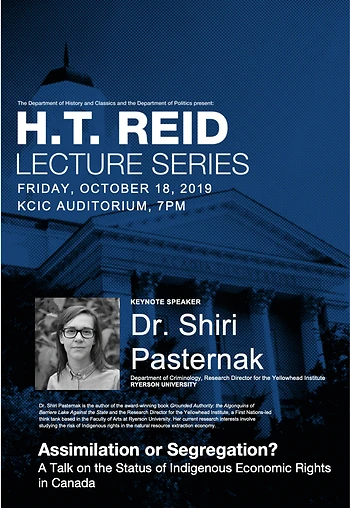 Poster for H.T. Reid Lecture Series: Dr. Shiri Pasternak