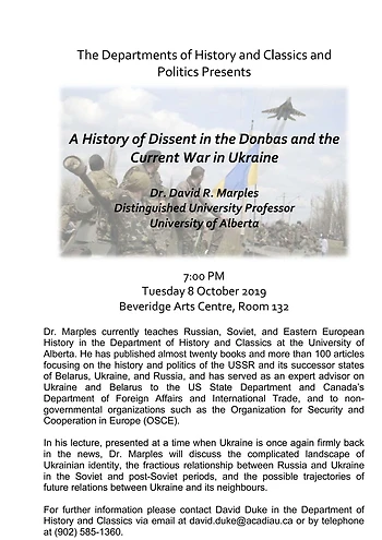 Poster for History Lecture: Current War in Ukraine