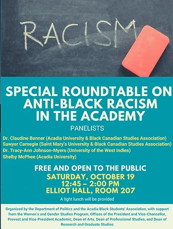 Poster for Roundtable on Anti-Black Racism in the Academy