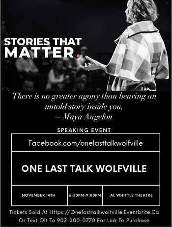 Poster for One Last Talk Wolfville