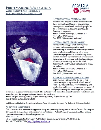 Poster for Introductory Printmaking Workshop