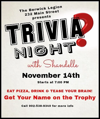 Poster for Quiz night with Shandelle