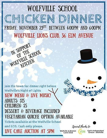 Poster for Wolfville School Chicken Dinner