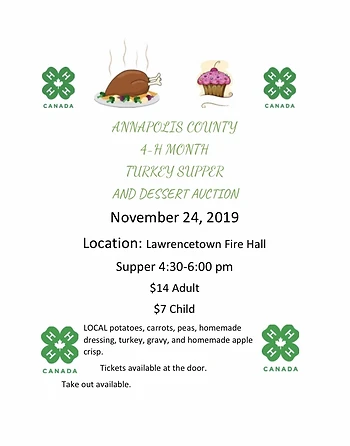 Poster for 4H Turkey Dinner