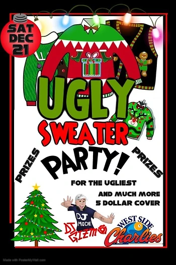 Poster for DJ Gizmo's Ugly sweater party!