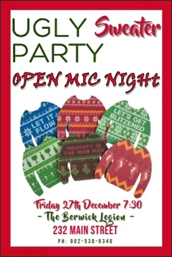 Poster for Open Mic Ugly Sweater Party