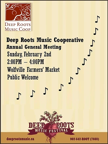 Poster for Deep Roots Music Cooperative AGM