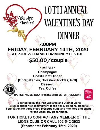 Poster for Valentine's Day Dinner