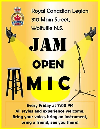 Poster for Jam and Open Mic!