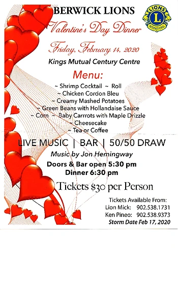 Poster for Valentine's Day Dinner